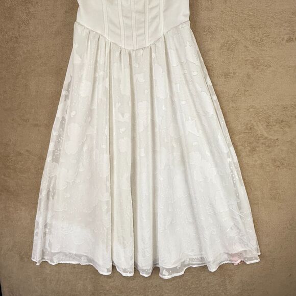 Shein Mod Dress Womens L White Ivory A Line Maxi Corset Bustier Cottage Romantic - Picture 9 of 16